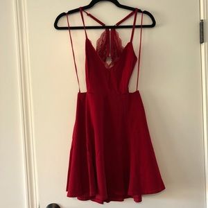 Lulus Red Lace Back fit and flare Dress size small